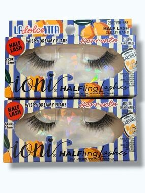 Ioni Half Lash Wispy Dreamy Flare 3D Faux Mink C Curl 13mm 2 Pair New